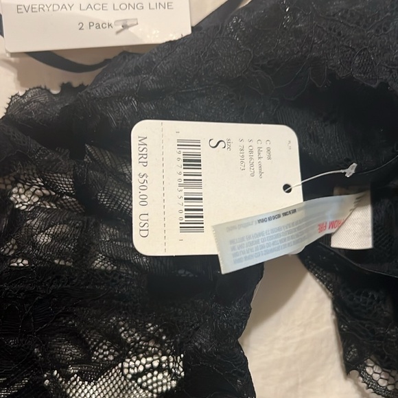 Free People Black Everyday Lace Longline Bralette 2-Pack Bra - Picture 10 of 10